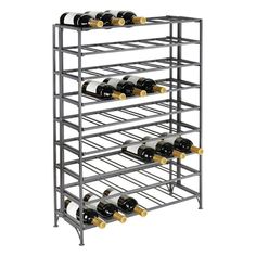 a wine rack with several bottles of wine