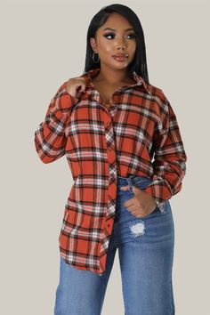 Fall For You Long Sleeves Shirt - MY SEXY STYLES Winter Cotton Tops With Buttons, Plaid Cotton Blouse For Fall, Fall Plaid Cotton Blouse, Fall Cotton Tops With Button Closure, Cotton Tops With Button Closure For Fall, Plaid Long Sleeve Top With Button Closure, Plaid Long-sleeve Top With Button Closure, Winter Cotton Button-up Blouse, Winter Cotton Blouse With Button Closure