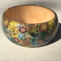 New Wooden Flower Bangle. Made From Banana Bark Wood. Awesome Flower Design In Rich Natural Colors Bangle Holder, Banana Bark, Wooden Bangle, Wood Bracelet, Wooden Flowers, Natural Colors, Secret Santa, Flower Design, Bangle Bracelet