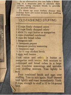 an old recipe book with instructions on how to use it