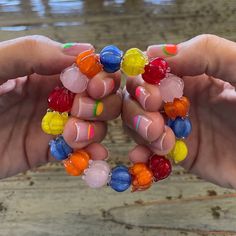 "Handmade Lampwork Flower Bracelets Size: All bracelets are about 7\" Beads: About 15mm *If you don't see what you want or need a different size, message me! I am happy to custom make a bracelet for you!  *Made from beads available in my store:)  Note: colors may differ depending on your monitor www.BettysGlassBeads.Etsy.com" Plastic Beaded Bracelets Perfect For Gifts, Plastic Beaded Bracelets As Gift, Plastic Beaded Bracelets For Gifts, Colorful Beaded Plastic Bracelets For Gifts, Colorful Plastic Beaded Bracelets As Gift, Plastic Stretch Bracelet With Round Beads For Gift, Plastic Stretch Bracelet With Round Beads As Gift, Colorful Beaded Stretch Bracelet Perfect For Gifts, Hippie Bracelets