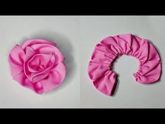 two pictures of the same hair scrunffle and one has a pink flower on it