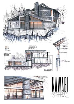 three different architectural drawings of a house