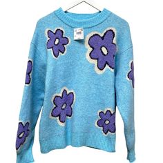 American Eagle Outfitters Whoa So Soft Floral Crewneck Sweater In Blue Size Medium Flower Power! Meet Your New Fave Slouchy Sweater That's Made From Luxurious Yarns With A Cashmere Feel. Features: Cozy Knit Crew Neckline Long Sleeves Polyester/Nylon/Elastane New With Tag Measures Approx: 22 " Across Pit To Pit 25 " Long Slouchy Sweater, Soft Floral, Cozy Knit, Cozy Knits, Crewneck Sweater, Medium Blue, Crew Neck Sweater, Flower Power