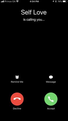 an iphone screen with the message self love is calling you and two different messages on it