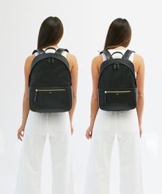 The Backpack - ISM Luxury School Backpack With Leather Trim, Luxury Nylon Standard Backpack, Commuting Backpack With Leather Trim, Classic Backpack For Commuting, Luxury Commuting Backpack, Classic Travel Backpack With Leather Handles, Functional Leather Backpack With Leather Trim, Luxury Backpack For Workwear, Luxury Nylon Backpack For Daily Use