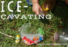 a child playing with toys in the grass and text overlay that says ice - navigating