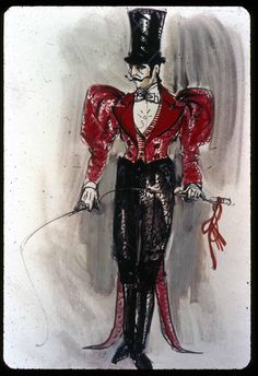 a drawing of a man dressed in red and black