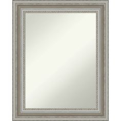 an ornate framed mirror with silver trimmings on the edges and a white border around it