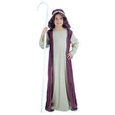 Your child will be the star of the show in their nativity play with this super shepherd costume which includes a long robe and headpiece. Great for fancy dress parties too. Why not add the perfect finishing touch to your kid's outfit with some of our fantastic accessories available from our online store. Please note: shepherd's crook not included. Joseph Costume, Shepherd Costume, Fancy Dress Wigs, Shepherd Christmas, Wicked Costumes, Fancy Dress Halloween Costumes, Xmas Outfit, Christmas Fancy Dress, Purple Dye