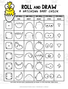 the printable roll and draw activity sheet for toddlers to practice their drawing skills