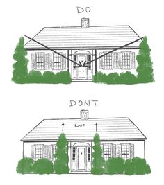 two drawings of the front and back of a house