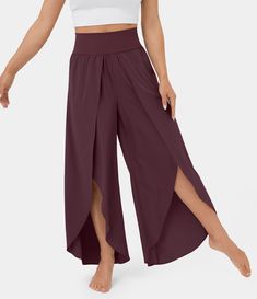 Difficult Yoga Poses, Split Yoga, Yoga Trousers, Elegant Pant, Yoga Posen, Palazzo Trousers, Split Legs, Perfect Pant, Summer Pants