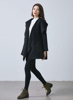 DETAILS:• 50% wool, 50% fiber,nylon• Has no lining• the model is 172 cm high and the model is wearing the coat in XS. • color in the picture show.• Oversize collar.• Snap closure.• Two side pockets.• Hip-length.• Dry clean.SIZE & FIT- XS-XL Available- Check the size Chart & instruction with the last photo of this listing- Model Info: Height: 172 cm | Bust: 84 cm | Waist: 64 cm | Hips: 91 cm | Size:XS PERSONALIZATIONWhat I can do - Adjust the size for a better fit- Make this Clothes in ot Black Oversized Long Sleeve Pea Coat, Black Wool Coat With Lapel Collar For Fall, Oversized Black Wool Coat For Fall, Oversized Black Wool Coat For Winter, Chic Black Wool Coat For Winter, Oversized Black Long Coat Blazer, Black Wool Coat With Shawl Collar For Winter, Oversized Wool Cape Coat For Fall, Black Oversized Wool Coat