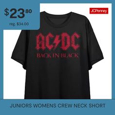 You're back in black with this cute black cropped tee! This fun crop top features colorful original artwork inspired by your favorite band, ACDC! This comfy tee is made of high-quality, premium cotton materials, and is professionally printed to ensure long-lasting color and print quality. It can be machine washed in cold water with like colors, and tumble dried on low for easy and convenient care. The ACDC Back In Black Purple Lightning Bolt Logo Women's Black Cropped Tee is an officially licen… Black Edgy Pre-shrunk T-shirt, Edgy Black T-shirt With Logo Print, Lightning Bolt Logo, Bolt Logo, Purple Lightning, Black Crop Tee, Back In Black, Cropped Tee, Lightning Bolt