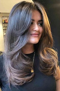 Mid-Length Middle Part Hair with Butterfly Cut Butterfly Haircut Indian Hair, Burrerfly Haircut, Butterfly Haircut With Balayage, Kids Butterfly Haircut, Thick Wavy Hair Haircut, Midi Flick Hair, Butterfly Haircut Thinner Hair, Buterfluffy Haircut Medium Hair, Butterfly Haircut Mid Length