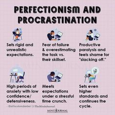 • Sets rigid and unrealistic expectations. • Fear of failure and overestimating the task vs. their skillset. • Productive paralysis and feels shame for “slacking off.” #procrastination #mentalwellbeing Task Paralysis, Coping Toolbox, Mental Health Education, Understanding Emotions, Cognitive Behavior, Fear Of Failure, Unrealistic Expectations, Recovery Quotes, Build Wealth