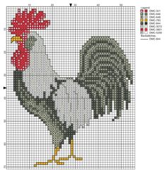 a cross stitch pattern with a rooster on it