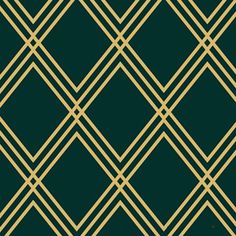 a green and gold wallpaper with diamond shapes on it's sides, as well as lines in the middle