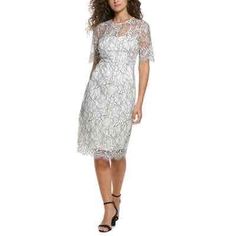 Nwt Eliza Jwomens White Floral Lace Short Sleeve Sheath Dress Size 14 Elevate Your Style With This Stunning Adrianna Papell Sheath Dress. Crafted From Delicate Floral Lace, This Knee-Length Dress Features Short Sleeves And An Elegant Illusion Neckline. Perfect For Cocktail Parties, Weddings, Or Any Special Occasion Where You Want To Make A Sophisticated Statement. Condition: New Condition. Size: 14 Features: Knee-Length, Floral Lace, Short Sleeves, Illusion Neckline Brand: Eliza J Type: Dress St White Knee-length Lace Dress For Formal Occasions, Summer Sheath Lace Dress For Formal Occasions, Sheath Lace Dress For Summer Formal Events, Summer Formal Sheath Lace Dress, Bodycon Knee-length Lace Dress, Knee-length Bodycon Lace Dress, Formal Bodycon Lace Dress, Lace Knee-length Dresses For Workwear, Knee-length Lace Dresses For Work