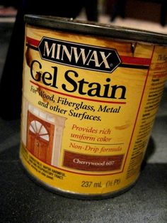 a can of minwax gel stain sitting on top of a counter