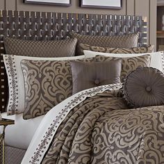 Astoria MINK 4-Piece Comforter Set By J Queen Comforter Sets By J. Queen New York Brown Comforter Sets, Traditional Meets Modern, Luxury Comforter Sets, Full Comforter Sets, Grey Comforter Sets, Cal King Bedding, Brown Bed, Bed Comforter Sets, Queens New York