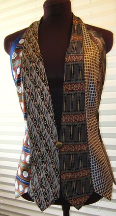 a mannequin wearing a multicolored neck tie