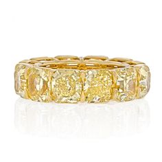 Vintage Eternity Band, Baguette Eternity Ring, Fancy Yellow Diamond, Yellow Jewelry, Diamond Birthstone, Diamond Eternity Band, Radiant Cut Diamond, Colorful Jewelry, Radiant Cut