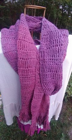 This purple pink scarf is a wool crochet scarf in a lace open pattern. It is two lovely shades of purple and mulberry pink. It is super long.  You can wrap it numerous times around your neck for various styles. Wool Crochet, Mulberry Color, Pink Scarf, Pink Scarves, Great Memories, Wool Scarf, Shades Of Purple, Crochet Scarf, Wearable Art