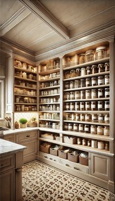 Pantry Wall Shelving Ideas, Pantry Dream, Wall Shelving Ideas, Amazing Pantry, Apartment Pantry, Montana Kitchen, Pantry Interior, Meal Prep Easy, Open Pantry