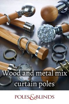 Wood and metal mix curtain poles Curtain Designs, Wood Metal, Modern Wood, Window Curtains