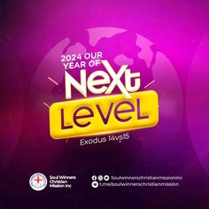 the next level logo on a purple background with an orange and yellow text that reads,