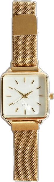 Trendy Rectangular Quartz Watch, Trendy Rectangular Dial Watch As Gift, Trendy Rectangular Dial Watch For Gift, Gold Square Watch For Formal Occasions, Trendy Rectangular Dial Watch As A Gift, Trendy Formal Watch With Rectangular Dial, Elegant Gold Square Face Watch, Elegant Gold Square-faced Watch, Trendy Gold Watch With Rectangular Dial