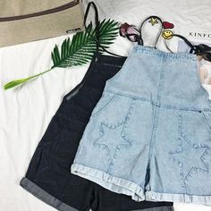 Star Denim Overalls Denim Suspenders, Black Overalls, Denim Overalls, Overall Shorts, Harajuku, Overalls, Two Piece, Womens Shorts, Outfit Inspo