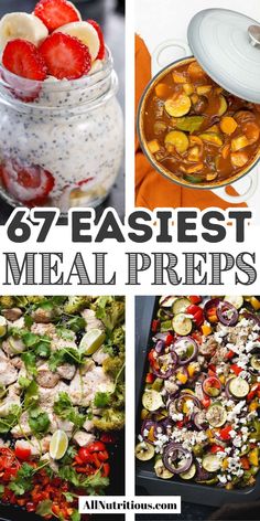 six images with different types of meal preps