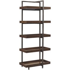 an industrial style shelving unit with four shelves