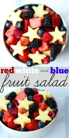 a white bowl filled with fruit topped with stars