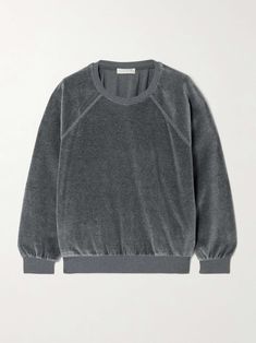 SUZIE KONDI Cotton-blend velour sweater Suzie Kondi, Grey Sweats, Brown Sweater, Comfy Fits, Co Ord, Grey Sweatshirt, Jeans Dress, Long Sleeve Sweatshirts, Net A Porter