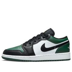 (GS) Air Jordan 1 Low 'Green Toe' 553560-371 (AJ1/SNKR/Retro/Low Top/Basketball) Air Jordan 1 Low Green, Aj1 Low, Jordan 1 Low Green, Air Jordan 1 Low, Jordan 1 Low, Air Jordan 1, Jordan 1, Basketball Shoes, Low Top