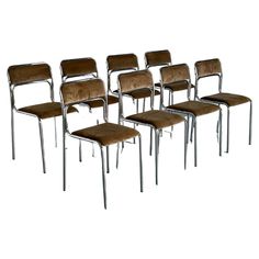 set of six chairs with brown velvet upholstered seats