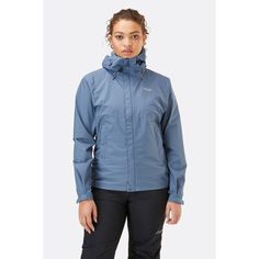 Downpour Eco Jacket Wmns-Women's - Clothing - Tops-Rab-Bearing Sea-10-Appalachian Outfitters Bering Sea, Safety And First Aid, Casual Running Shoes, Duffel Bag Travel, Kids Outerwear, Socks And Sandals, Waterproof Jacket, Recycled Fabric, Hand Warmers