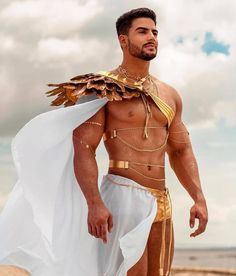 Greek God Costume, Gay Costume, Costume Carnaval, Greek Costume, Gold Costume, Fantasy Fashion, Mens Costumes, Character Outfits, A Man