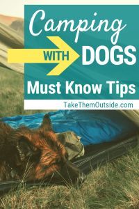 a dog sleeping in an open suitcase with the words camping with dogs must know tips