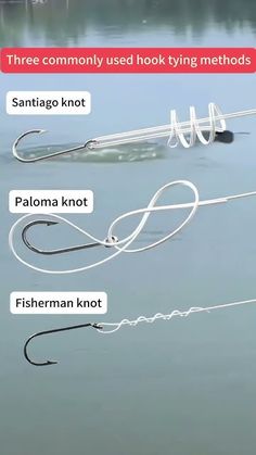 there are three different types of fishing hooks in the water