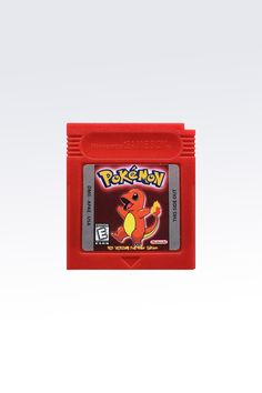 a red nintendo gameboy case with a pikachu on it