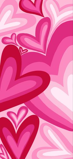 two hearts in pink and red on a pink background