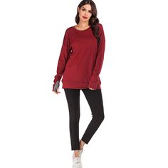 Wine Red Long Sleeve Pullover Sweatshirt Winter Sweatshirt, Red Long Sleeve, Wine Red, Long Sleeve Pullover, Pullover Sweatshirt, Fall Winter, Sweatshirts Hoodie, Wine, Sweatshirts