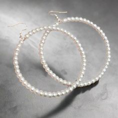 Earrings - Large Pearl Hoop Earrings Jewerly Set, Jewlery Necklace, Zeta Phi Beta, Pearl Hoop Earrings, White Necklace, Men's Necklace, White Acrylic, Gemstone Bracelets, Elegant Earrings