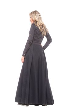 "Denim Maxi Dress, Black Maxi Dress, Shirt Dress Super hot and comfortable casual long denim (100% cotton) princess silhouette dress. Fitted at the top and waist, this maxi fit and flare long sleeve dres's flow like a dream below the waist, all the way down to the floor. The button closure allows you to be as revealing or as conservative as you choose. A designer piece, ideal for spring and summer! Unique fashion experience for your playful character KEY FEATURES: - Fit & flare party dress - Elegant Buttoned Cotton Denim Dress, Elegant Cotton Denim Dress With Buttons, Elegant Buttoned Denim Dress, Fall Cotton Fitted Maxi Dress, Fitted Denim Dress With Button Cuffs, Elegant Cotton Maxi Dress With Button Closure, Fitted Cotton Dress With Button Cuffs, Fitted Cotton Dresses With Button Cuffs, Elegant Cotton Maxi Dress With Buttons