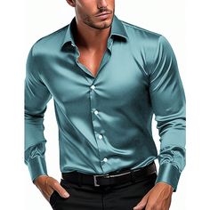 Season:Spring   Fall; Function:Moisture Wicking,Breathable; Fabric:Cotton Blend,Satin; Sleeve Length:Long Sleeve; Look After Me:Wet and Dry Cleaning,Washable; Gender:Men's; Style:Comfortable,Fashion,Casual; Tops Type:Shirt,Satin Shirt,Button Up Shirt,Casual Shirt; Occasion:Going out,Daily,Vacation; Pattern:Plain; Neckline:Lapel; Listing Date:12/21/2023; Bust:; Length:; Shoulder Width:; Sleeve: Satin Shirt Men, Vacation Clothing, Satin Fashion, Style Comfortable, Green Long Sleeve, Satin Shirt, Mens Button Up, Shirt Button, Clothing Apparel